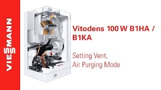 How to set vent, air purging mode on a Vitodens 100-W, B1HA / B1KA