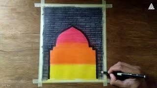 How to Draw a Brick Wall | Step by step | Oil Pastel