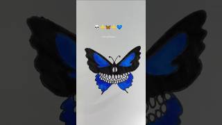 Creative art idea💀➕🦋➕💙 #satisfying #creativeartmix #creativeart #emojimix #shorts #art #artmix #pop