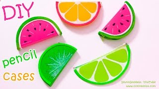 DIY Pencil Cases FRUITS (Watermelon, Lemon, Kiwifruit) – NO SEW DIY School Supplies