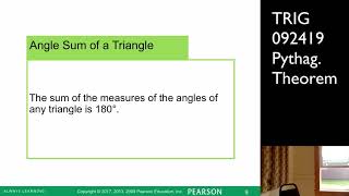 092419 Trig: Pythagorean Theorem