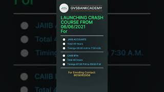 JAIIB ACCOUNT & CAIIB BFM CRASH COURSE ANNOUNCEMENT