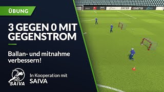 Fußballübung - 3 gegen 0 mit Gegenstrom