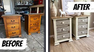 A Unique Stencil Design 3-Minute Bedside Table Makeover!