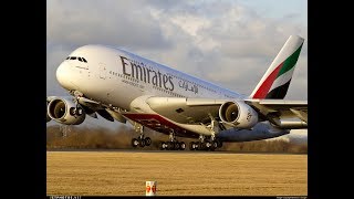 Airbus A380 at manchester airport take off