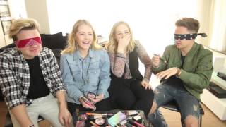 BLINDFOLDED MAKE-UP CHALLENGE | ft. LucyAndLydia & CONOR MAYNARD