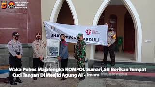 Waka Polres Majalengka KOMPOL Sumari,SH Berikan Tempat Cuci Tangan Di Mesjid Agung Al - Imam Majalen