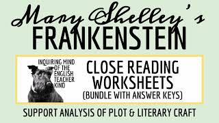 Frankenstein by Mary Shelley Close Reading Inference Worksheets Bundle with Answer Keys