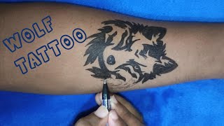 How to make wolf tattoo 45 #tattoo #wolftattoo #wolf #temporarytattoo