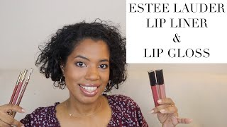 ESTEE LAUDER DOUBLE WEAR LIP PENCIL & KISSABLE LIP SHINE TRY - ON/SWATCH & REVIEW