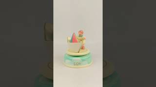 BARCHETTA BAMBINO - Handmade Ceramic Music Box, Boy with Toy Boat by La Gatta Carillon