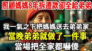 照顧媽媽8年拆遷款卻全給弟弟，我一氣之下把媽媽送去弟弟家，不料當晚弟弟就做了一件事，當場把全家都嚇傻！【老人社】