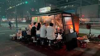 Serving Charcoaled Chicken at one of Fukuoka's Best Yatai