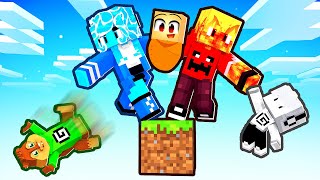 JOGANDO com uma FAMILIA ELEMENTAL em APENAS UM BLOCO no Minecraft