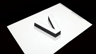 How to Draw 3D Letter V Shape | Trick Art