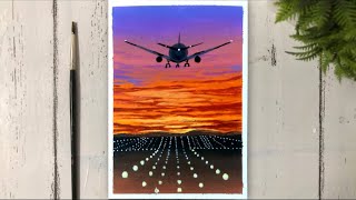 Easy Sunset Painting | Acrylic Painting Sunset Tutorial #acrylicpainting