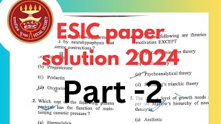 ESIC Paper solution 7th july 2024//#Part-2