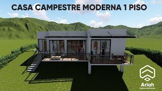 Diseño casa campestre de 1 piso y 138 M2