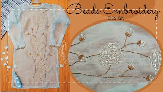 Hand embroidery beads work design✨ beads embroidery design💫organza kurti design