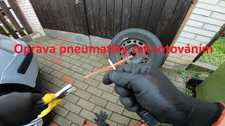 Oprava pneumatiky zaknotováním