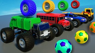 Baby shark, Wheels on the Bus Song - Monster Trucks, Soccer Balls | Baby Nursery Rhymes & Kids Songs