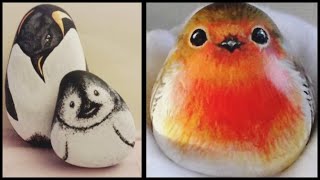 pebble 3D painting with artistic stone craft