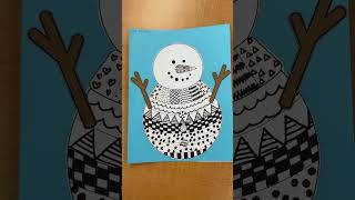 Free Funky Snowman Zentangle Craft #shorts #zentangle #snowmancraft #wintercrafts #elementaryschool