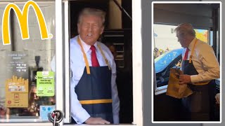 THOUSANDS cheer Trump as he works at McDonalds