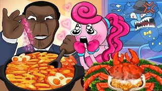 Mukbang Cartoon King Crab Tteokbokki  Delicious Rainbow Friends x Poppy Playtime Cartoon part