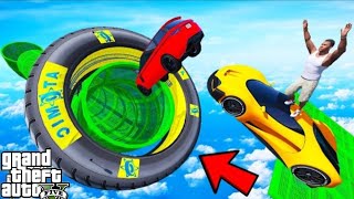 FRANKLIN TRIED JUMP INTO THE TYRE TUBE MEGA RAMP PARKOUR CHALLENGE GTA 5 | SHINCHAN and CHOP