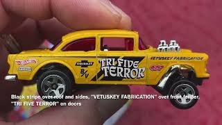 Unboxing Hot Wheels 55 Chevy Bel Air Gasser New Yellow 2023 tri five terror #hotwheels #unboxing