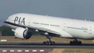 PIA PAKISTAN INTERNATIONAL AIRLINES 777-200 takeoff from manchester airport!