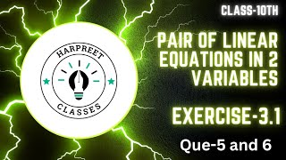 Class-10th Ch-3 Linear equations in 2 variables Ex-3.1 Que - 5 and 6 by @HarpreetKaur-xj4dx