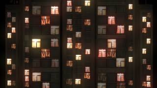 Night City Blinking Lights Video Loop Apartment Block