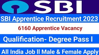 SBI Apprentice Recruitment 2023 ll 6160 Apprentice Vacancy ll Apply Online Now ll Degree Pass Job