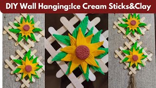 Ice Cream Sticks Wall Hanging with Clay Sunflower | Easy DIY Home Decor