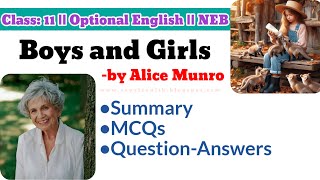 Boys and Girls by Alice Munro || Summary and Exercise || Class 11 || Optional English || NEB