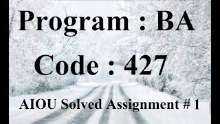 AIOU Code 427 Solved Assignment No 1 Spring 2024 | Baloch Academy