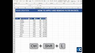 How to Apply and Remove Filter In Excel Shortcut Keys | Dojki Creation