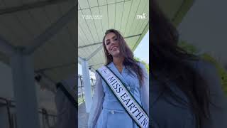 Hình ảnh của Miss Earth Na Uy - Emilie Svendby tại sân bay