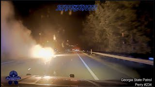 Sport Bike Fleeing GSP At 103MPH Crashes and Bursts Into Flames!