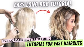 How to Cut Long Bob Haircut and Dye Balayage | Women’s Haircut Tutorial 2023 by Eva Lorman