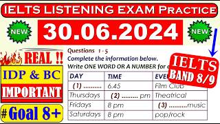 IELTS LISTENING PRACTICE TEST 2024 WITH ANSWERS | 30.06.2024