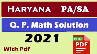 Haryana PA/SA -- 2021 Math solved Questions #pamath #math #andhrapa #postoffice #postman #army #pa !