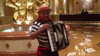 University of Michigan Fight Song - Accordion Player at the Venetian Casino Hotel in Las Vegas