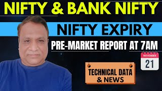 Nifty, Bank Nifty Technical / Data,  Pre- Market Update at 7 am,    21 -Nov -2024