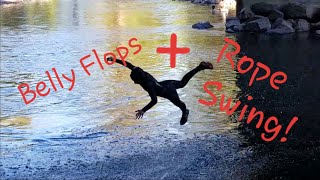 Creasy Rope swing Into water!!! Belly Flops!!!