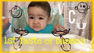 How to make banana baby food/ baby 1st reaction