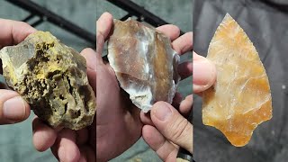 1868 - Heat Treated Petrified Wood (fail) and Petrified Coral (success) Flintknapping