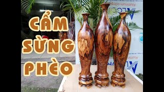 Bình hoa bằng gỗ cẩm sừng phèo độc đáo 🌳 Bình cắm hoa bằng gỗ [vankhanhan.com]